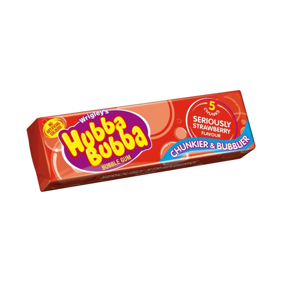 Hubba Bubba Seriously Strawberry Flavour Bubble Gum 5 Chunky Chews