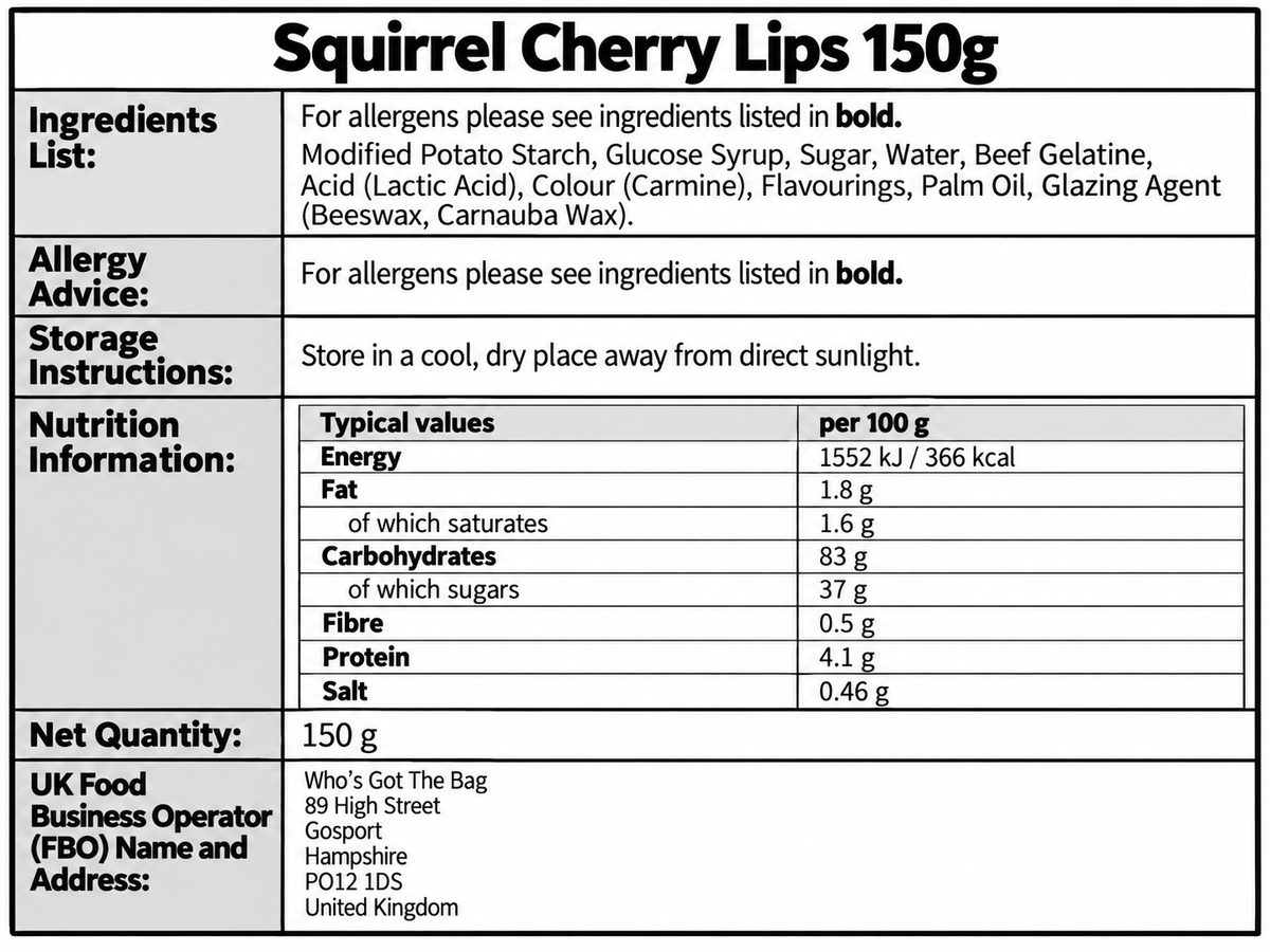 Squirrel Cherry Lips 150g