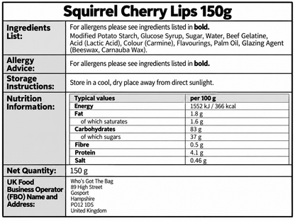 Squirrel Cherry Lips 150g
