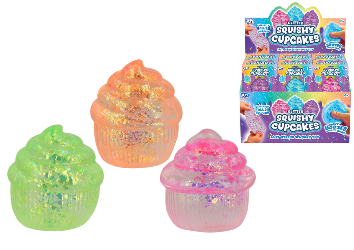 Squishy Glitter Cupcake Slow Rise Sensory Toy Random Colour Sent