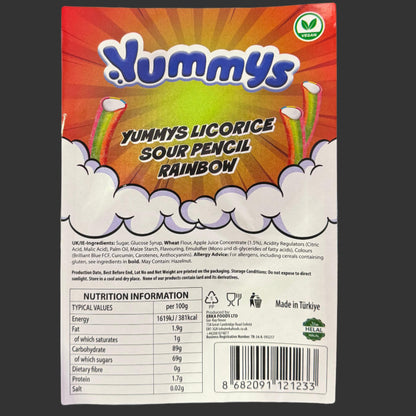Sour Rainbow Pencils 1kg Tub - Vegan Halal