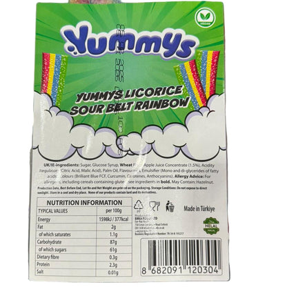 Sour Rainbow Belts 1kg (Vegan Halal)