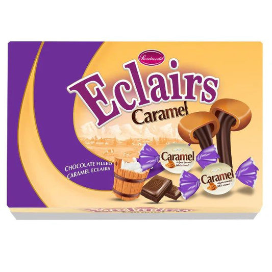 CHOCOLATE CARAMEL ECLAIRS IN BOX 200g Halal