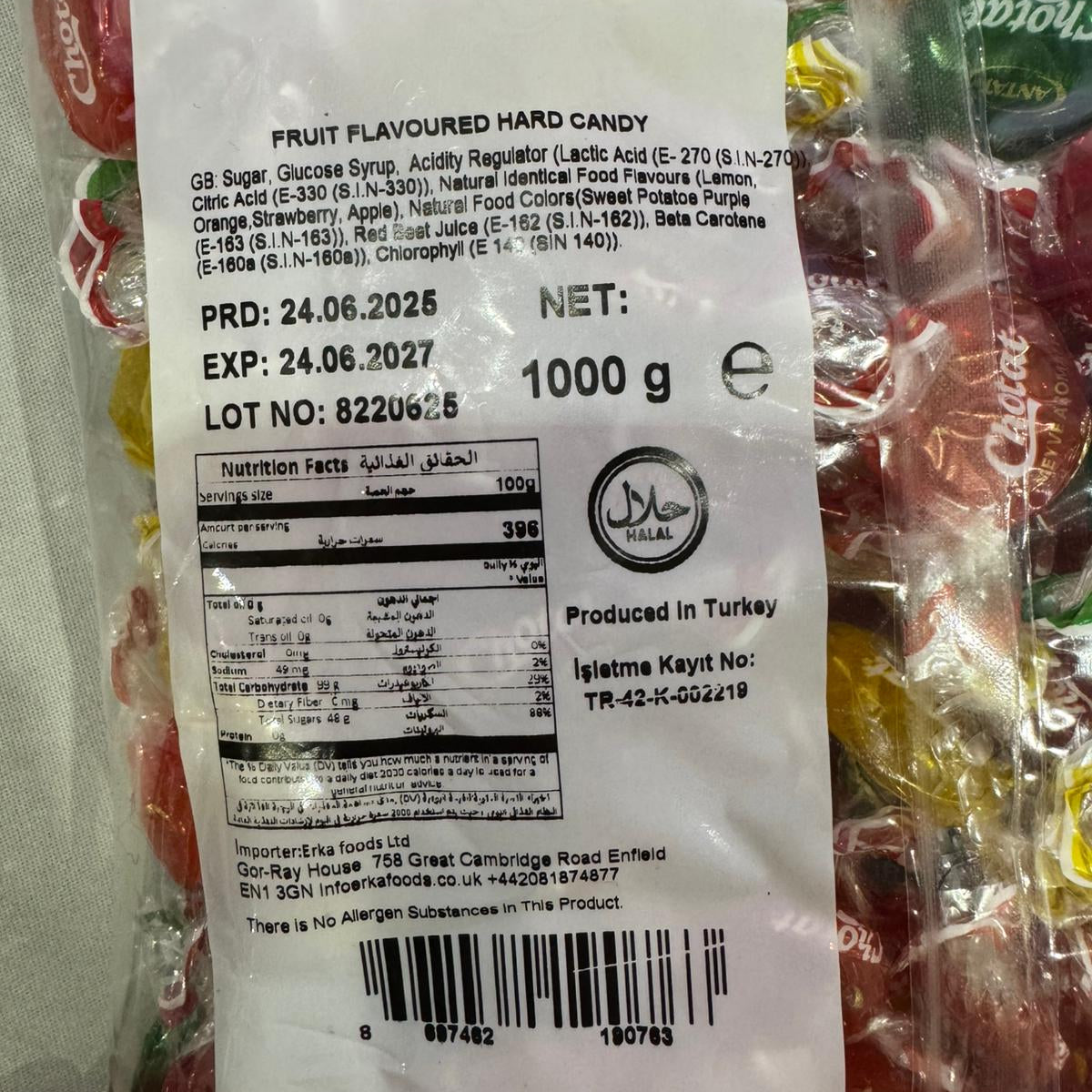 Chotat Fruity Flavourd Hard Boiled Candy 1kg Bag Halal