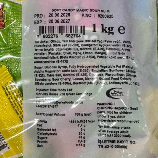 Magic Sour Slim Soft Chew Candy 1kg Bag Halal