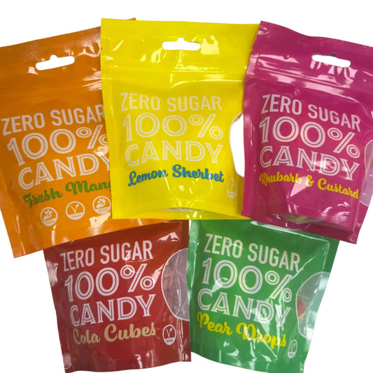 Sugar Free, Zero Sugar, Full Candy Range, 18 Flavours, Vegan 120g Bag