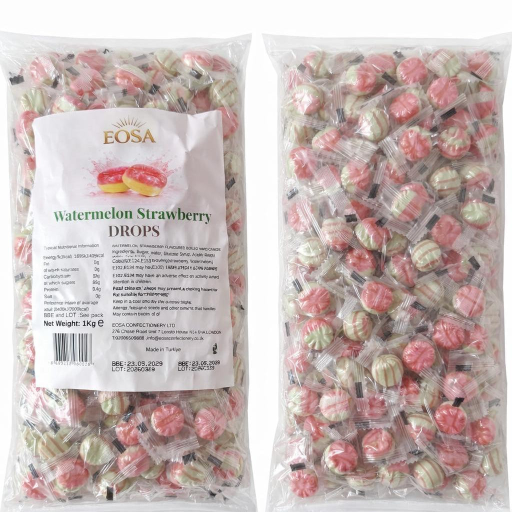 Handmade Watermelon Strawberry Hard Boiled Sweets, Luxury Wrapped Candy Drops Halal Eosa