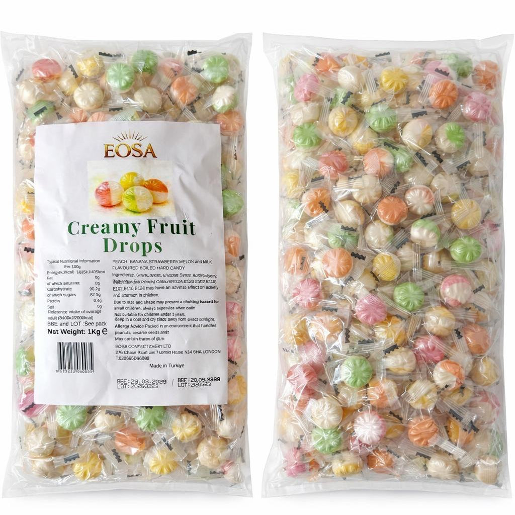 Handmade Creamy Fruit Hard Boiled Sweets, Luxury Wrapped Candy Drops Halal Eosa