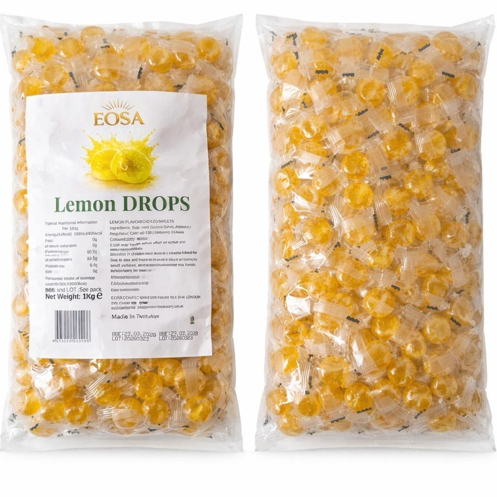 Handmade Lemon Hard Boiled Sweets, Luxury Wrapped Lemon Drops Halal Eosa