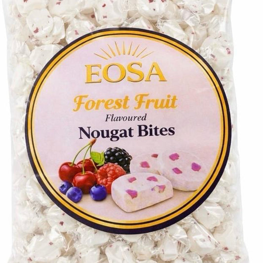 Packaged Eosa Forest Fruit Flavoured Nougat Bites on a white background