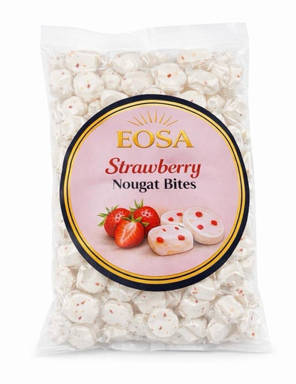 Strawberry Nougat Bites, Luxury Wrapped Soft Nougat Sweets Halal Eosa