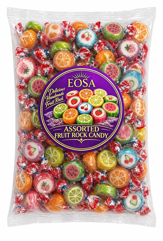 Handmade Assorted Fruit Rock Candy, Luxury Wrapped Fruit Sweets Halal Eosa