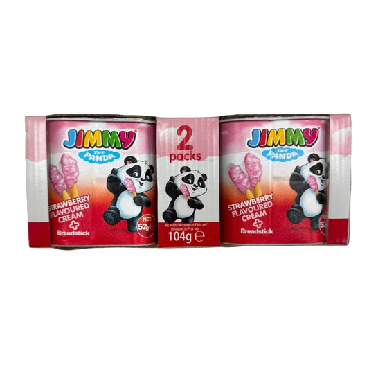 Strawberry Flavoured Cream with Biscuit Sticks Jimmy The Panda x2 50g Duo Pack