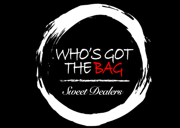 Who's Got The Bag Logo with line of powder and broken circle border.