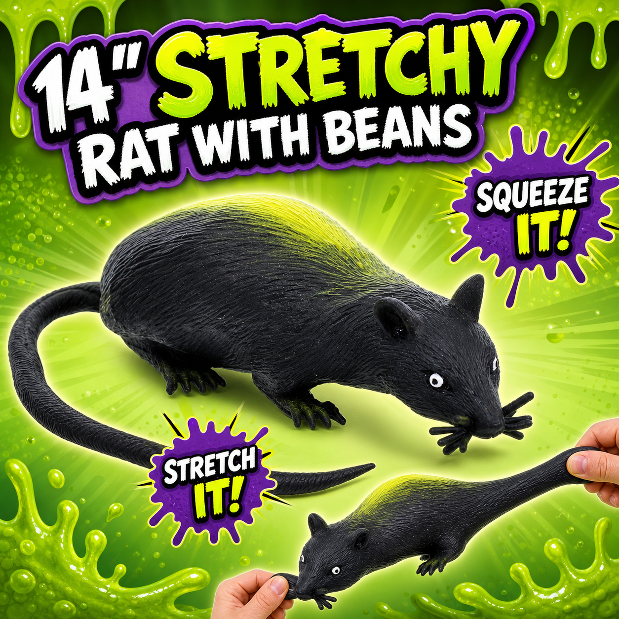 14" Stretchy Rat With Beans