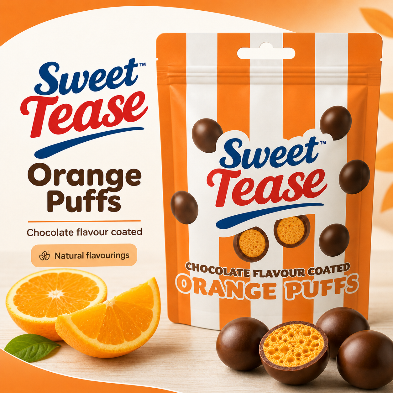 Sweet Tease Orange Chocolate Flavour Puffs