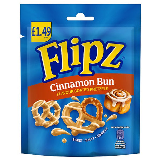 Flipz Cinnamon Bun Flavour Coated Pretzel Snacks £1.49 PMP 80g
