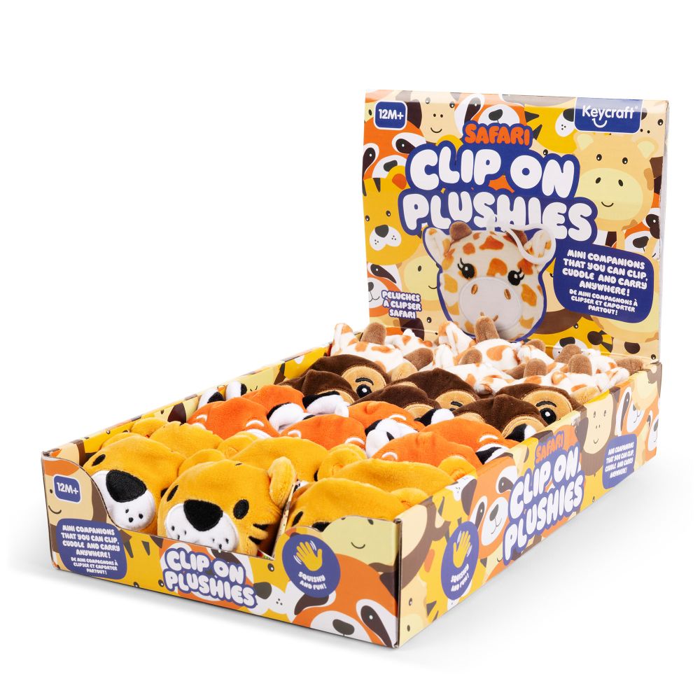 Safari Animals Fluff Clip & Cuddle Plush Keyrings
