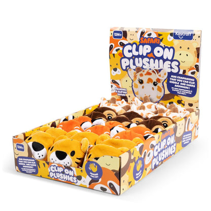 Safari Animals Fluff Clip & Cuddle Plush Keyrings
