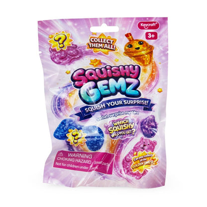 Squishy Gemz Mystery Sensory Toy Blind Bag, Glitter Squishy Collectible, Random Design, 3+