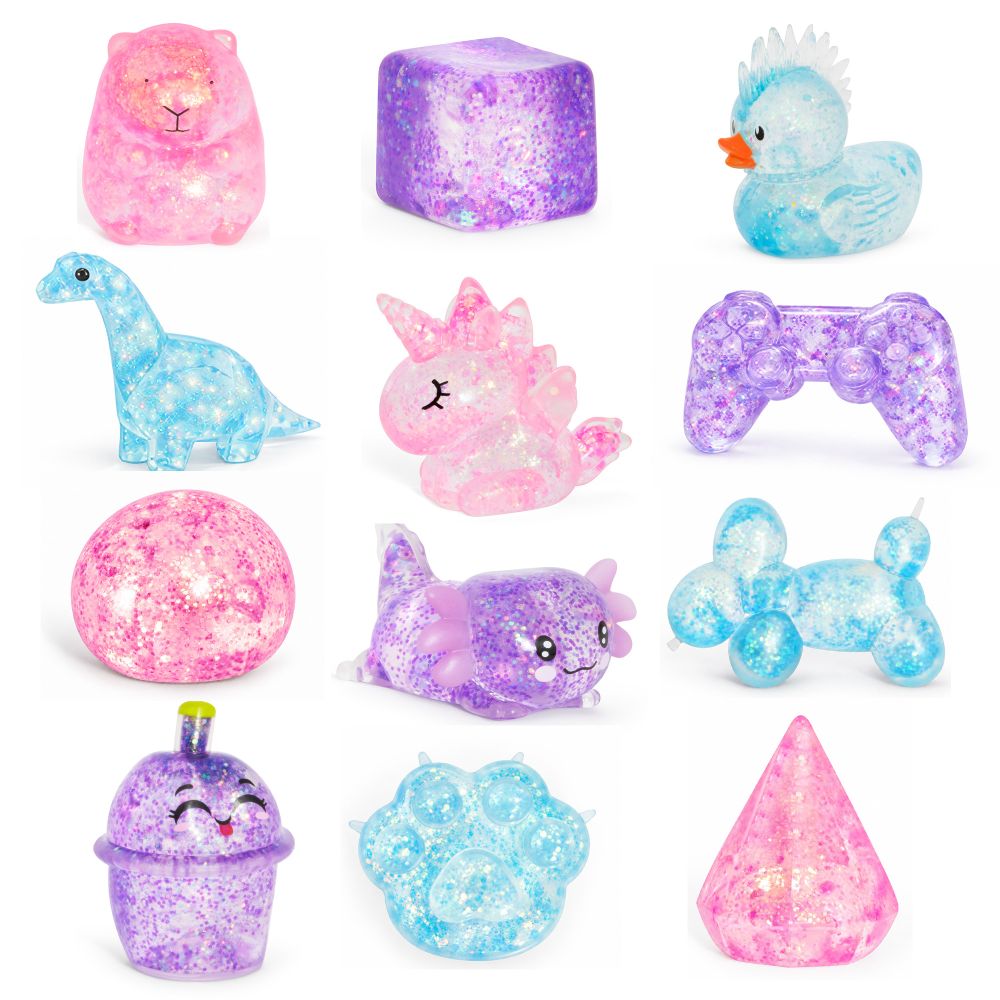 Squishy Gemz Mystery Sensory Toy Blind Bag, Glitter Squishy Collectible, Random Design, 3+