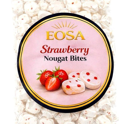 Strawberry Nougat Bites, Luxury Wrapped Soft Nougat Sweets Halal Eosa