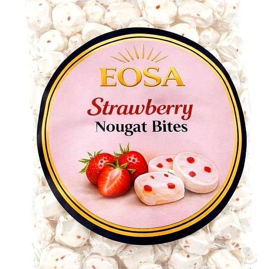 Strawberry Nougat Bites, Luxury Wrapped Soft Nougat Sweets Halal Eosa