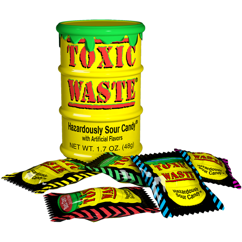 Toxic Waste Yellow Tubs Hazardously sour Candy